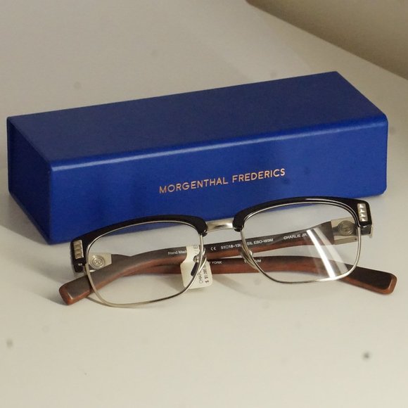 New MORGENTHAL FREDERICS Charlie natural Wood  titanium Eyeglasses   $1300 - Picture 10 of 11